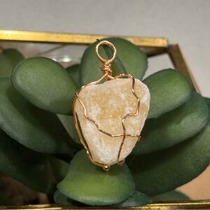 Gold Wire Wrapped Stone Pendant
